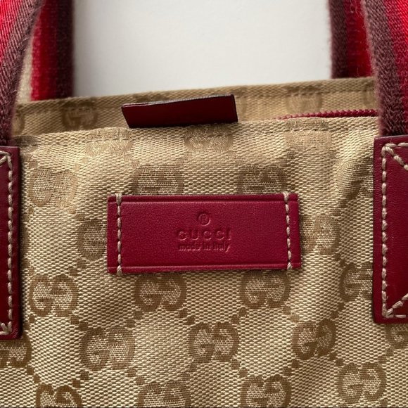 Authentic Gucci GG Monogram Medium Web Handle Bucket Tote - Picture 10 of 16